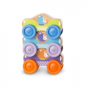 Melissa and Doug дървени коли с животно 3бр. - Комплект 